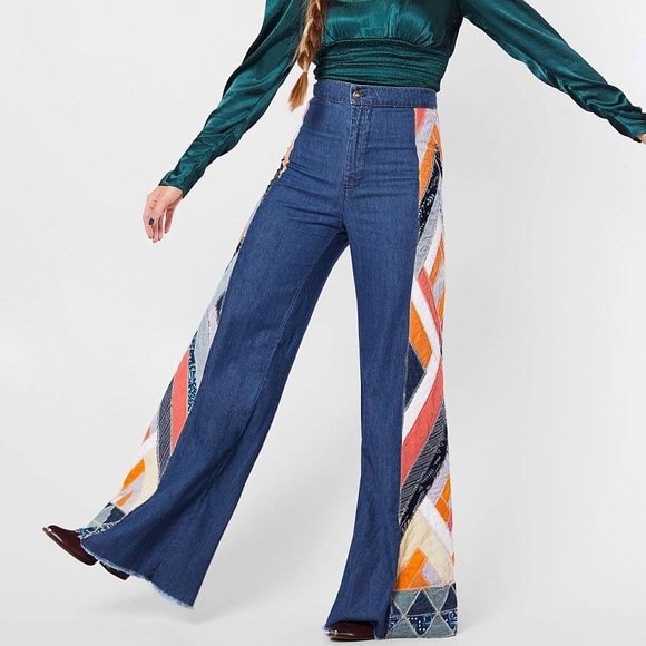 Free People NWT Patchwork Stick by Your Side Jeans - Picture 3 of 8